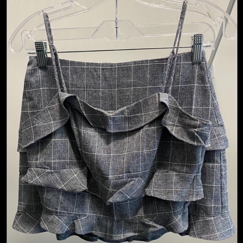 Chambray Windowpane Skirt Set